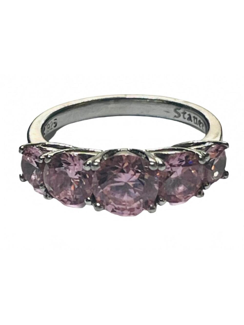 Stauer 925 Sterling Silver Pink Stone Cluster Ring Sterling Silver 925 SIZE 4.5